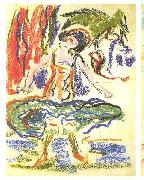 Ernst Ludwig Kirchner Female cabaret dancer Spain oil painting artist